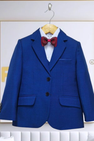 Terno Elegante Niño Azul Barcelona en Tela Manchester – 5 Piezas