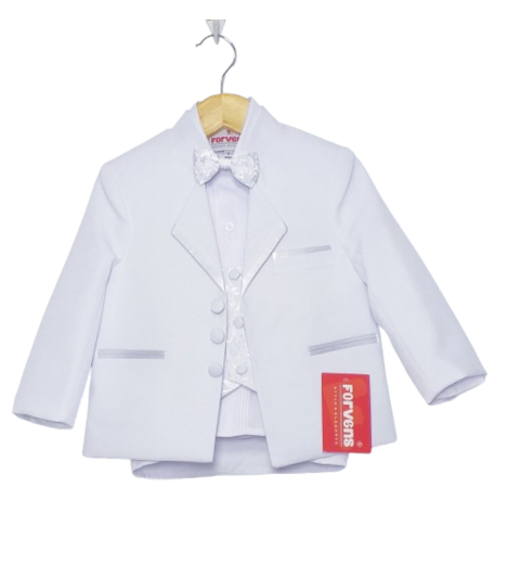✨ Terno de niño cuello Neru en tela Ganier – Elegancia moderna y confort | Color Blanco ✨ - Imagen 2