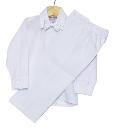 ✨ Terno de niño cuello Neru en tela Ganier – Elegancia moderna y confort | Color Blanco ✨ - Imagen 5