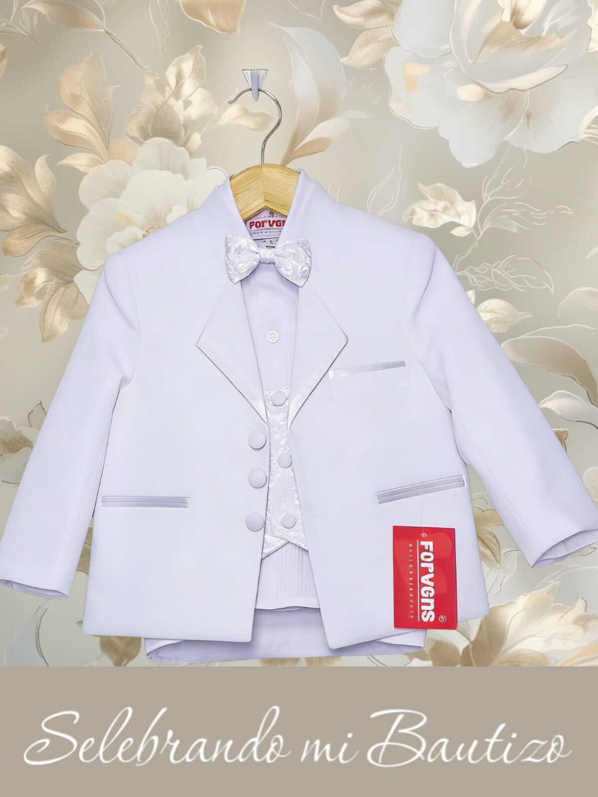 ✨ Terno de niño cuello Neru en tela Ganier – Elegancia moderna y confort | Color Blanco ✨